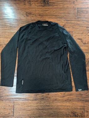 Icebreaker Bodyfit 260 Merino Wool Long Sleeve Black Shirt Men's Size Large